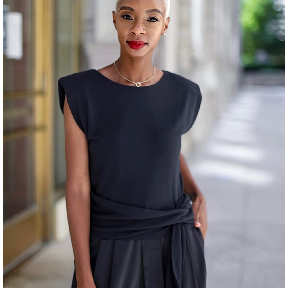 Cap Sleeve Shoulder Pad Top